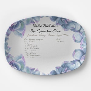 Recette manuscrite personnalisée mémorable sur un plateau, carte de recette, héritage de grand-mère plante, souvenir sentimental, assiettes à se souvenir en cadeaux
