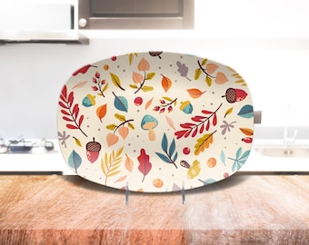 Autumn Acorn Platter, Fall Leaves Harvest Decor