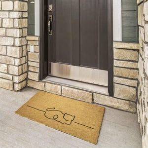 Minimalist Cat Coir Doormat: Feline Porch Decor image 4