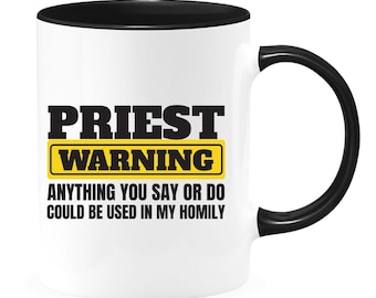 Tasse d'avertissement de prêtre : cadeau religieux amusant, inspiration homélie