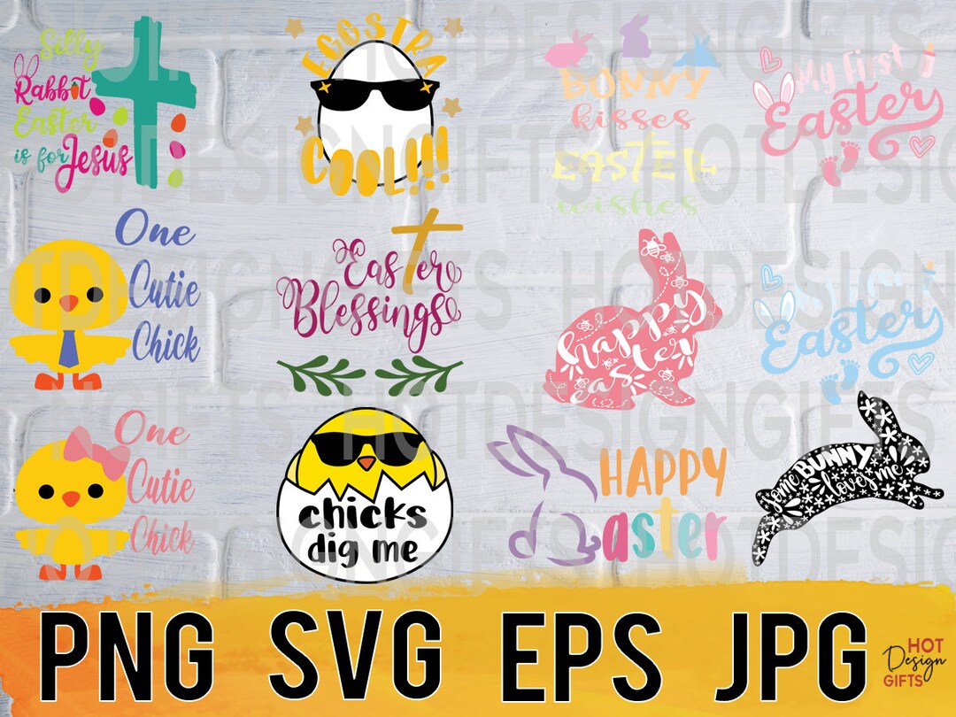 Happy Easter Bundle Pack 12 Images Svg Png Eps Jpg Design Files, Easter ...