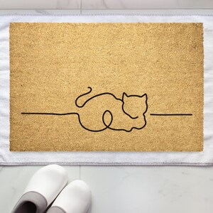 Minimalist Cat Coir Doormat: Feline Porch Decor image 8