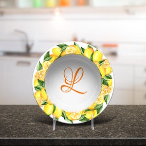Personalized lemon orchard plate or bowl, aesthetic gift plates for housewarming, new neighbors or for family, fruit themed plating gifts