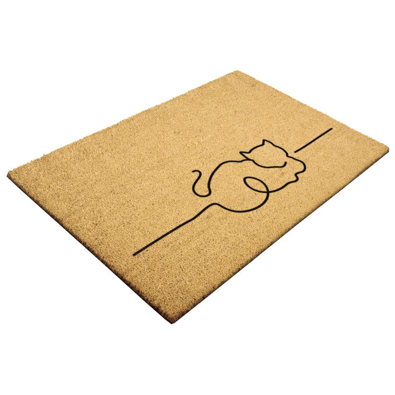 Minimalist Cat Coir Doormat: Feline Porch Decor image 9