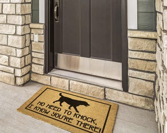 Funny Dog Doormat: "No Need to Knock" Coir Entry Rug