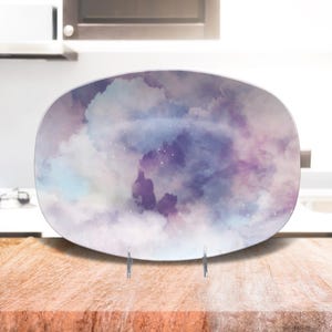 Dreamy purple cloud like platter, watercolor inspired plating dish, aesthetically beautiful, decoration for bedroom kitchen or dining room