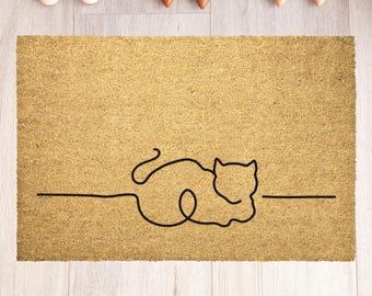 Minimalist Cat Coir Doormat: Feline Porch Decor