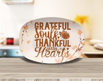 Thanksgiving Serving Platter: Grateful Souls, Autumn Table Decor