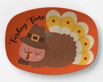 Plato para servir Turkey Time, fuente para fiesta de Acción de Gracias (ovalado de 10x14)