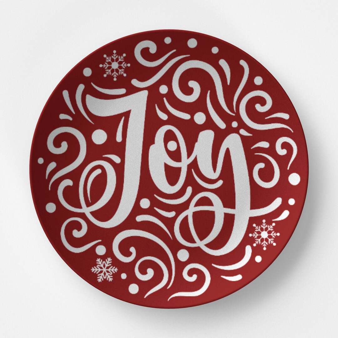 Joy Christmas Serving Plate for Dinner or Kitchen Use, Xmas Decoration
