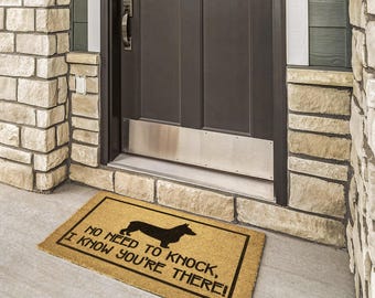Funny Dog Doormat: "No Need to Knock" Coir Pet Welcome Mat