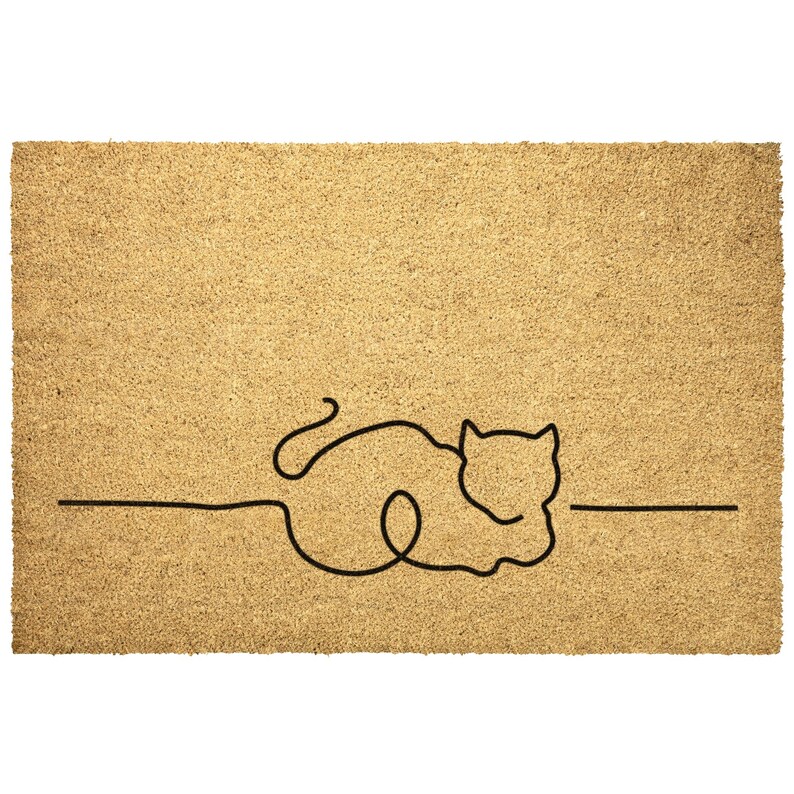 Minimalist Cat Coir Doormat: Feline Porch Decor image 10