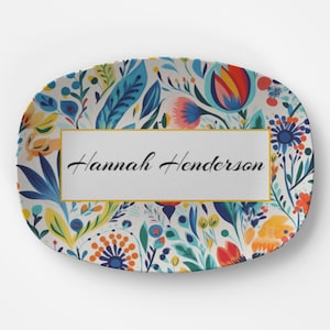 Floral platter full name gifts, elegant christmas or birthday gift ideas, personalized gifts for him or her, valentines plating gifts