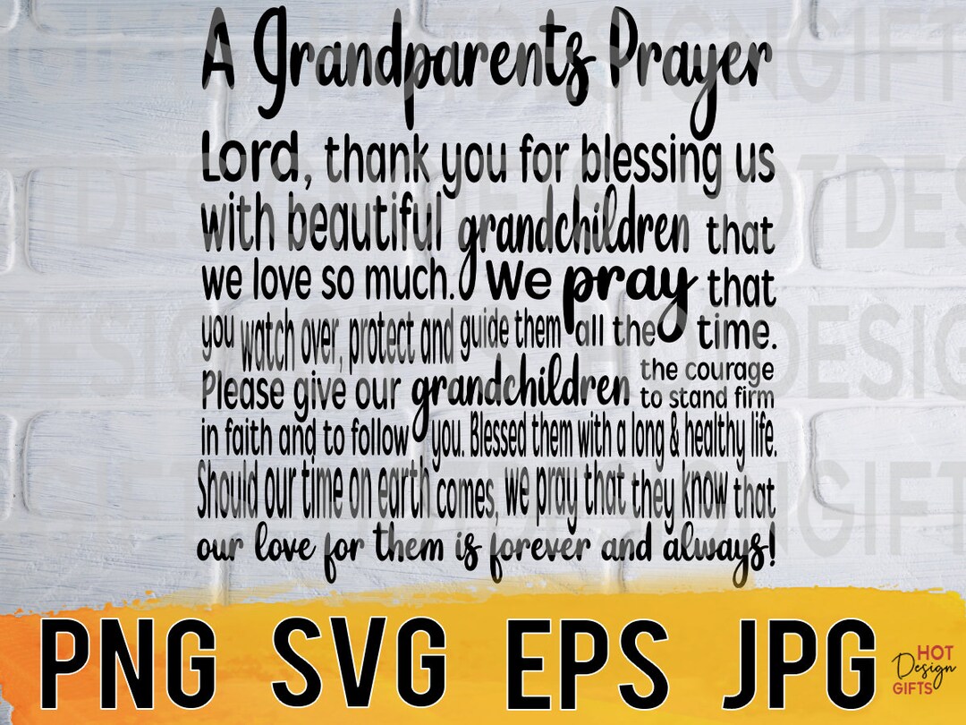 A Grandparents Prayer Svg Png Eps Jpg Design Files, Nan and Pop Digital ...