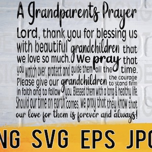 A grandparents prayer svg png eps jpg design files, nan and pop digital pack easy fast instant download for commercial business use