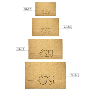 Minimalist Cat Coir Doormat: Feline Porch Decor image 2
