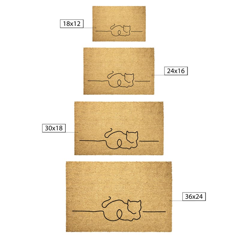 Minimalist Cat Coir Doormat: Feline Porch Decor image 2
