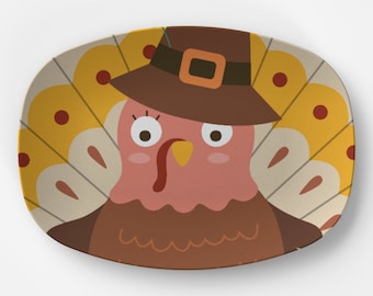 Plato de pavo de dibujos animados para Acción de Gracias, plato novedoso para fiestas