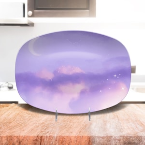 Dreamy purple clouds aesthetically pleasing plates for your kitchen or dining table, unique gifts for daughter or friends on her bday xmas