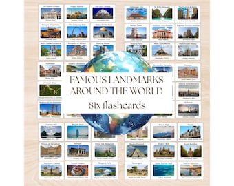 Historische flashcards | Wereldgeografiekaarten voor kinderen, montessori en thuisonderwijs afdrukbaar (pdf, 81 stuks)