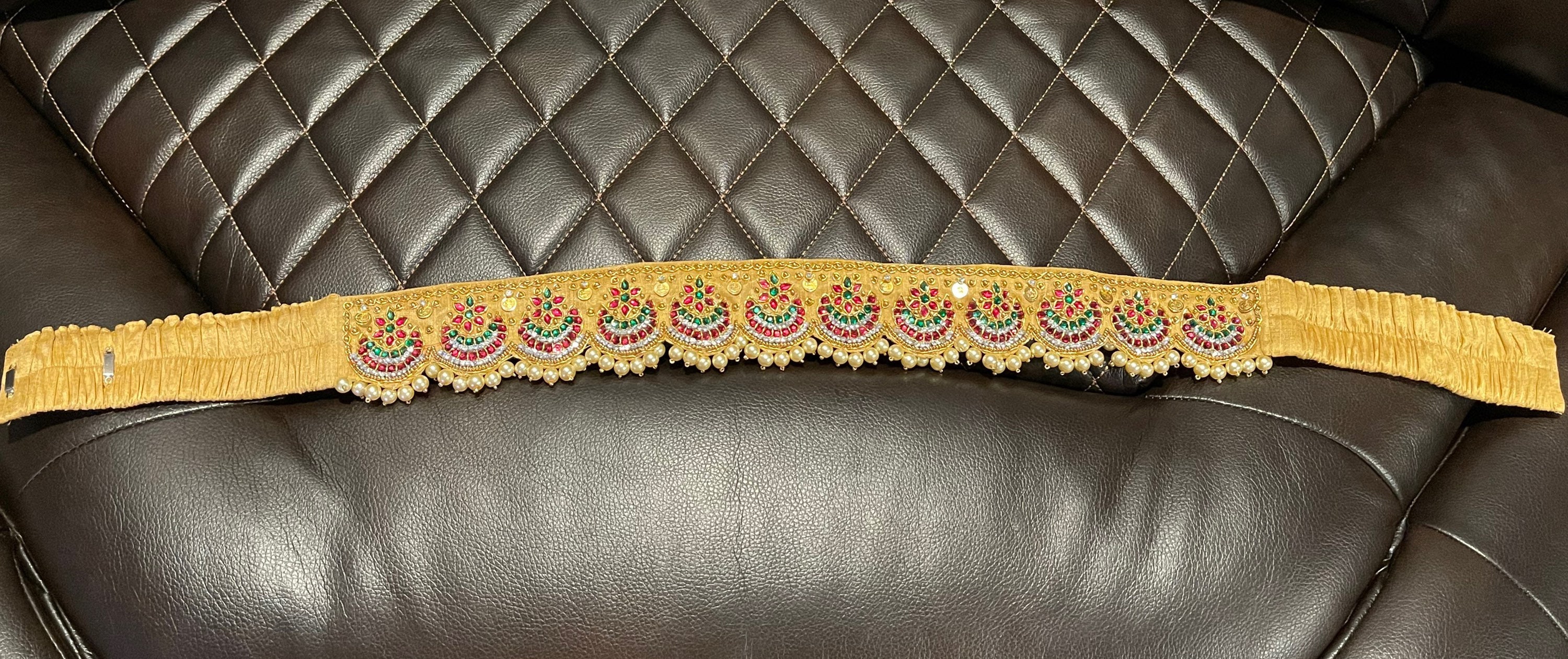 Maggam work waist belt embroidered hip belt handwork on silk Etsy