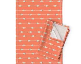 Orange Paddles Tea Towel on Linen Cotton Canvas