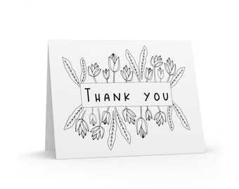 Thank you Tulips 8 Note Card Set - Set of 8 Note Cards w/ Coordinating Envelope - Stationary Paper