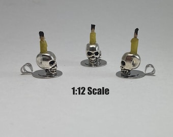 Miniature skull candles, 1:12 scale, dollhouse halloween decor, fairy garden