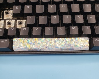 White laser 6.25U keycap, dreamy white keycap, space bar, ESC key, transparent resin keycap, gift