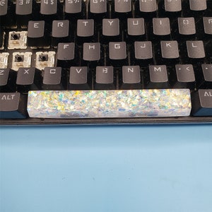 White laser 6.25U keycap, dreamy white keycap, space bar, ESC key, transparent resin keycap, gift
