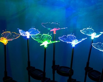 Solar acrylic butterfly garden LED lights in the ground, waterproof garden reed lights, butterfly glow, landscape, decor, gifts