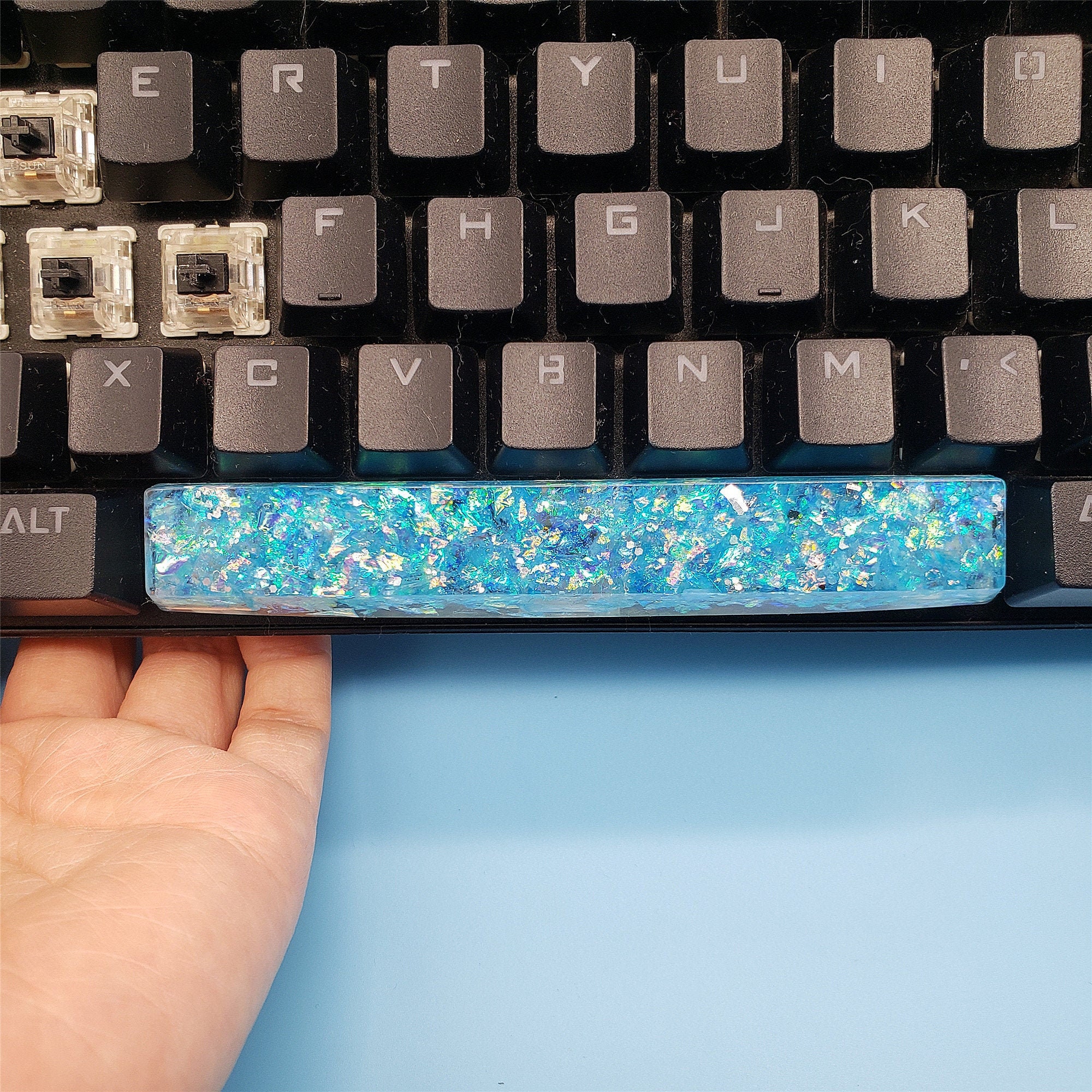 6.25 Spacebar Keycap Handmade Resin Blue dream Space Bar Etsy