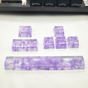 smoke lavender purple keycaps, keyboard resin keycaps, keycap sets, custom keycaps, gifts for her, keyboard accessories