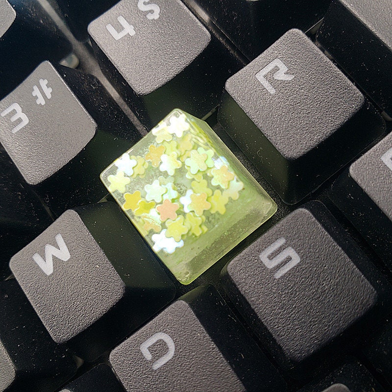 Teclas de resina hechas a mano lentejuelas estrella verde Etsy