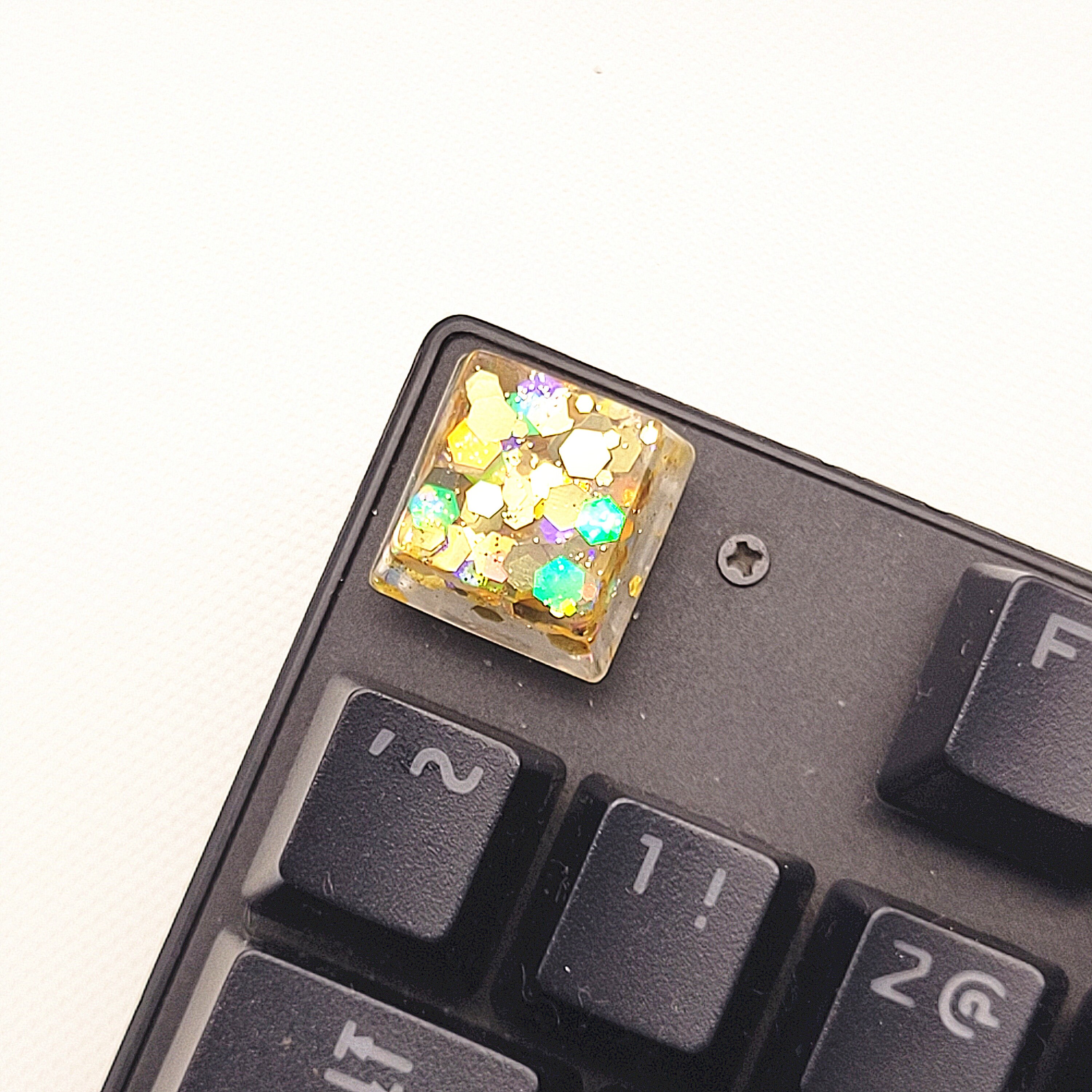 Keyboard Keycaps Golden Glitter Sequin Resin Keycaps Golden Etsy