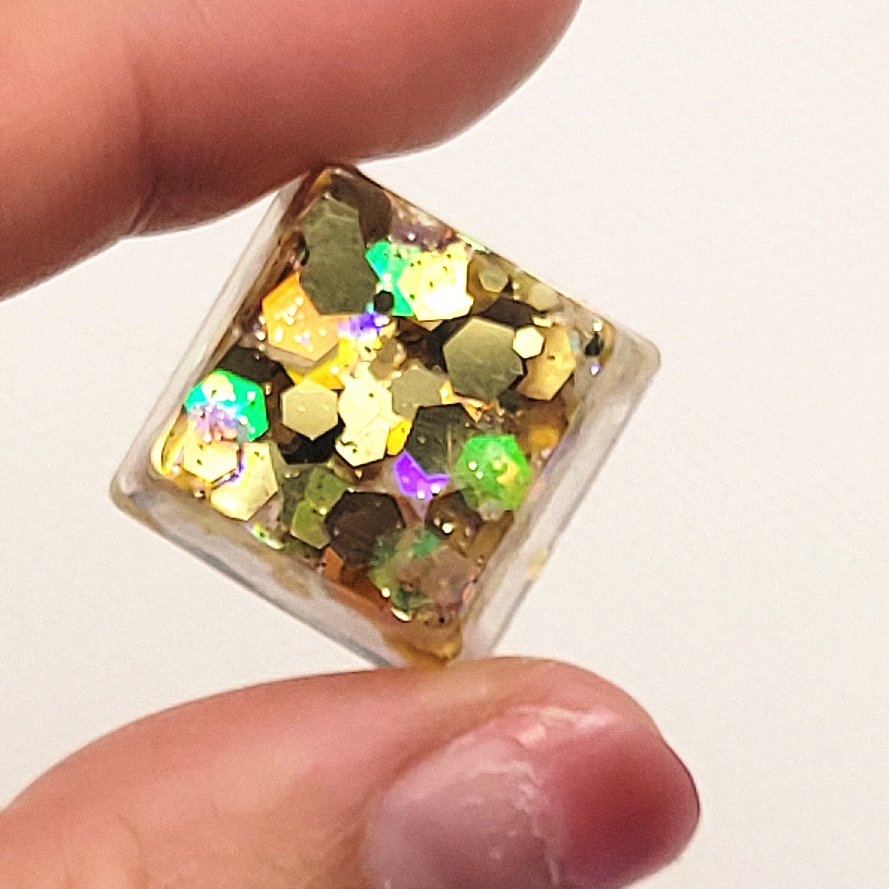 Keyboard Keycaps Golden Glitter Sequin Resin Keycaps Golden Etsy