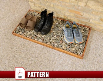 DIY River Rock Shoe Tray PDF Pattern for Rustic Entryway Mudroom Boot Tray Pattern Natural Stone Mat for Wet Shoes & Rustic Home Decor