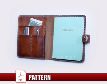 DIY Leather Pattern Notepad Organizer Template PDF Journal Notebook Cover Cable Organizer Digital Download