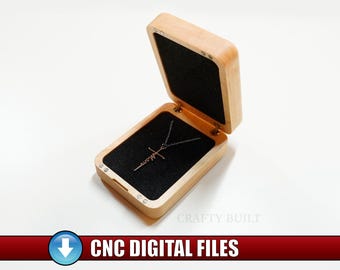 DIY CNC Pattern Necklace Box Template Wood Jewelry Case Vectric Files Anniversary Keepsake Gift PDF svg dxf eps Digital Download