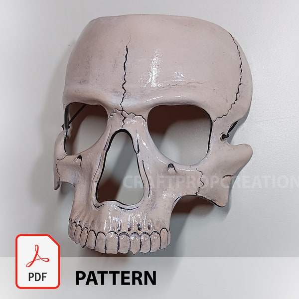 DIY Pattern Template - Skull Mask Pattern - PDF Download - Halloween Mask - Masquerade Mask - Leather Mask