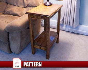 DIY Sofa End Table Plans Modern Side Table Woodworking Blueprint Living Room Furniture PDF Guide Small Space Furniture Project Build Plans