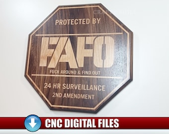 DIY CNC Pattern Security Wall Sign Template Wood Inlay Home Protection Sign Vectric Files Digital Download Svg Dxf