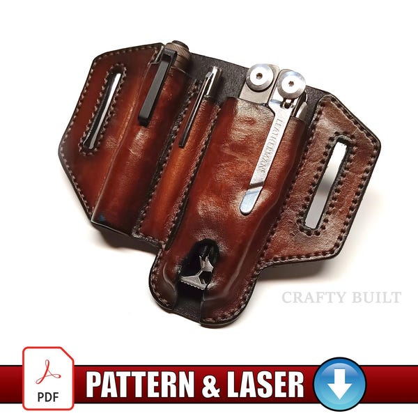 DIY Pattern PDF Template for Leatherman Knife Holster Multi Tool Sheath Organizer Flashlight Pen Case Tool Belt Leather Accessory Download