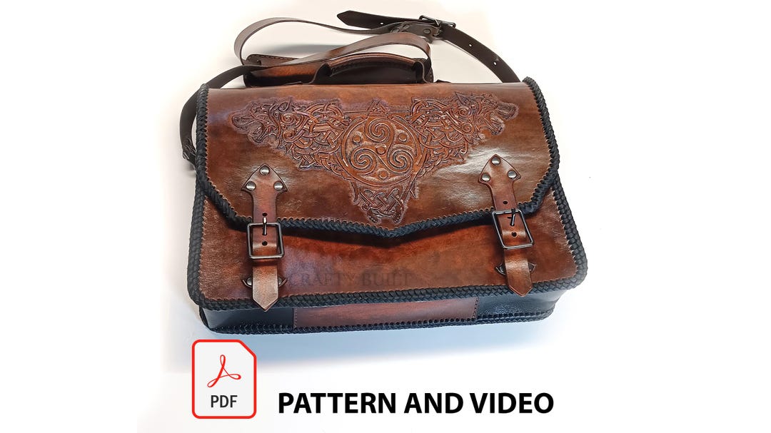 DIY Pattern Leather Messenger Bag Template With Leather Carvings PDF ...