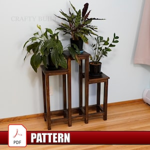 DIY Wood Plant Stand Build Plans Indoor Outdoor Tiered Flower Shelf PDF Woodworking Pattern for Beginners Plant Display Stand blueprints