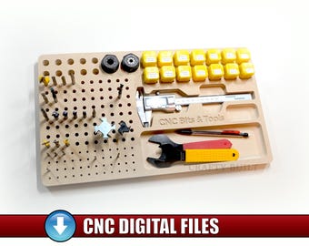 DIY Pattern Router Bits Tray Template CNC Files Tool Organizer Pattern Wood Tray Collet Holder Router Bit Storage Rack Vectric VCarve, svg