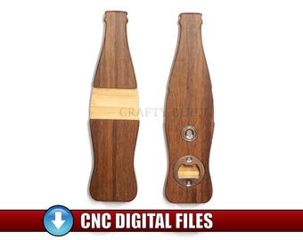 CNC Digital Pattern Soda Bottle - Shaped Magnetic Bottle Opener DIY Woodworking Vector Files