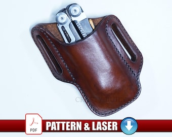 DIY Digital Pattern PDF Template Open Slanted Leatherman Knife Holster Lightburn Digital Files Multitool Sheath PDF Leatherman Sheath