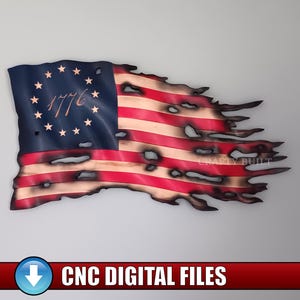 Modello fai-da-te Betsy Ross Flag file CNC 1776 Bandiera americana 13 stelle Bandiera storica della Rivoluzione americana, VCarve, SVG, Dxf