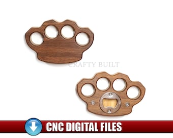 CNC Digital Pattern Brass Knuckles - Shaped Magnetic Bottle Opener DIY Woodworking Vector Files